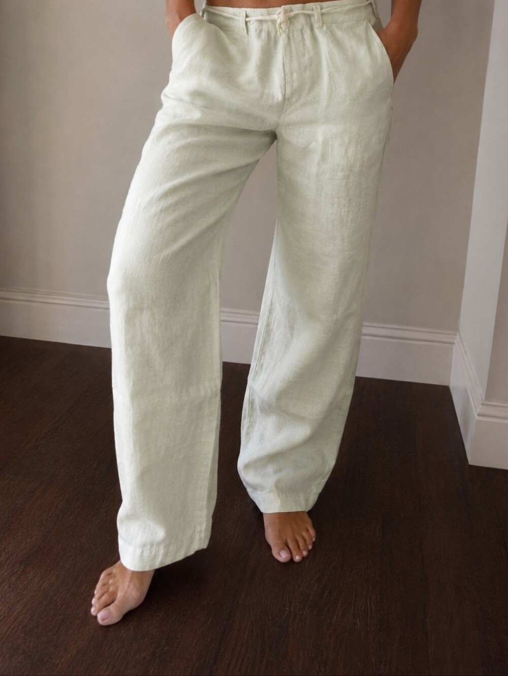 SO Blue Sigrid Olsen Light Spearmint Linen PINK Summer Cruise Beach Pants 10P